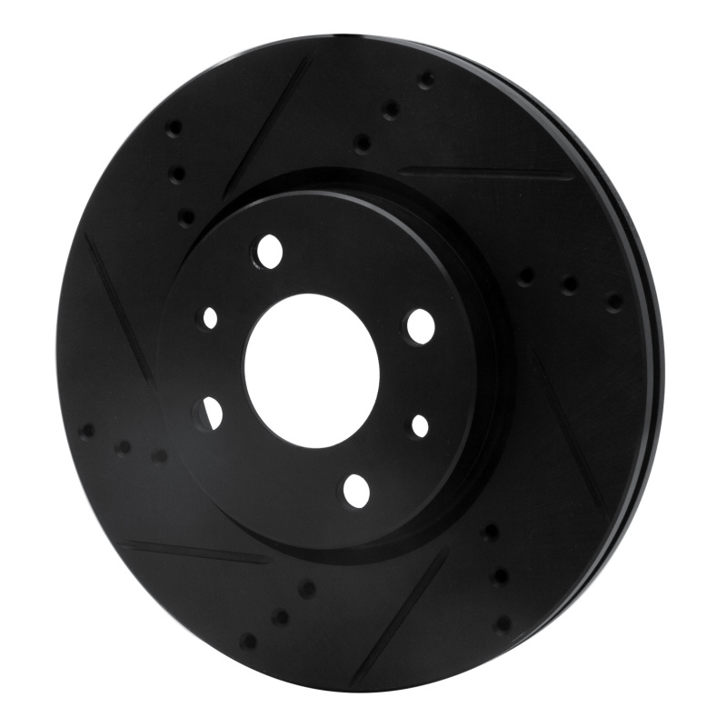 Dodge Vislon Brake Rotor (1) - Front Left - R1 Concepts - Drilled & Slotted - Black - `09-`19